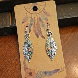 Mosaic Leaf Dangle Earrings